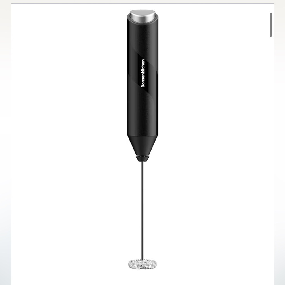 ‘Coffee Tea Espresso’ Powerful Milk Frother Stainless-Steel Whisk-BLACK